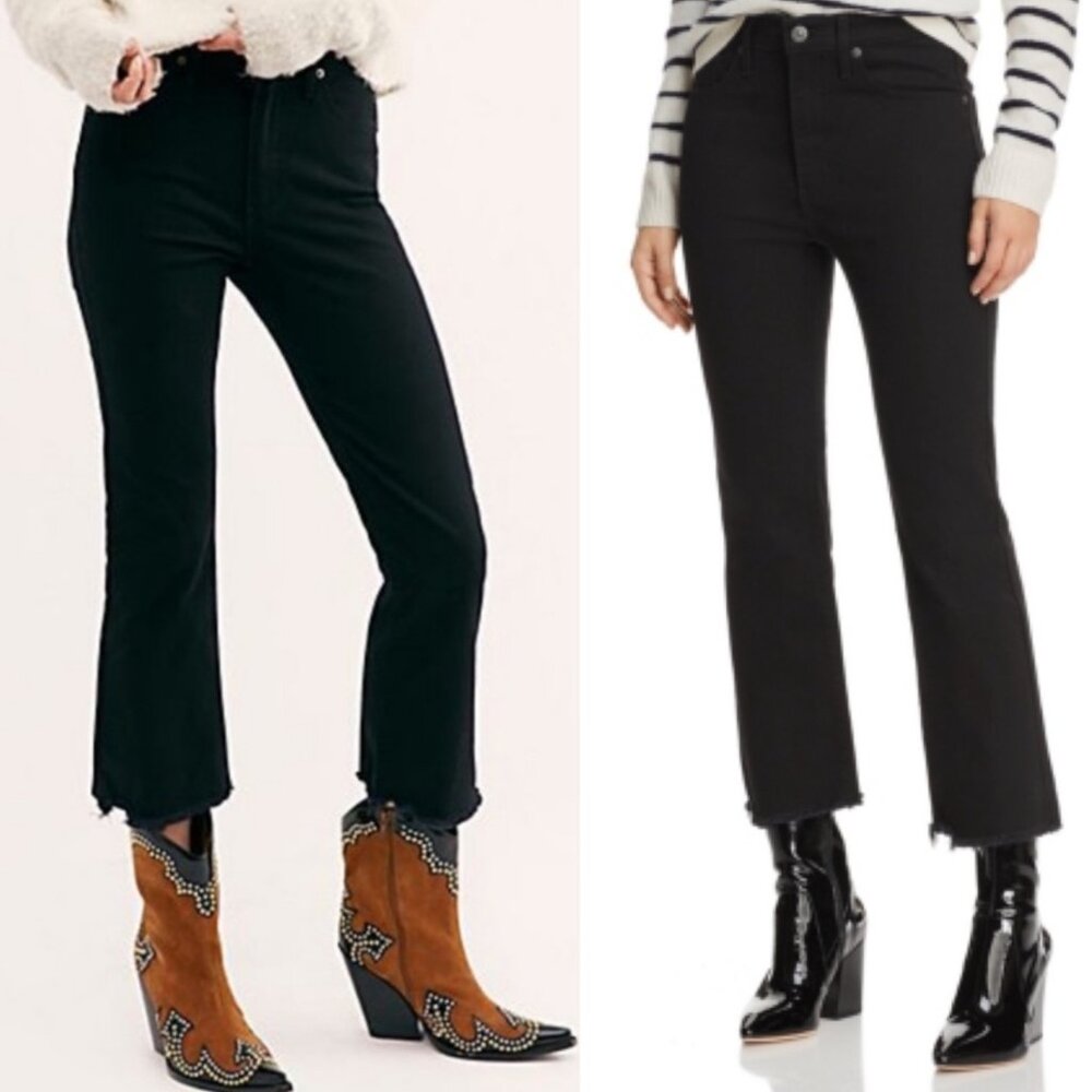 EUC Women's LEVI'S Mile High Cropped Flare‎ Premium Black Jeans | Size 28